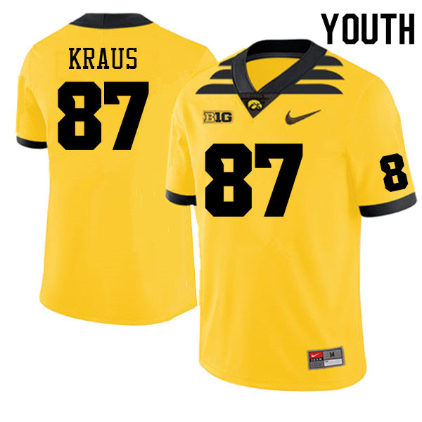 Youth #87 Andrew Kraus Iowa Hawkeyes College Football Alternate Jerseys Sale-Gold - Click Image to Close